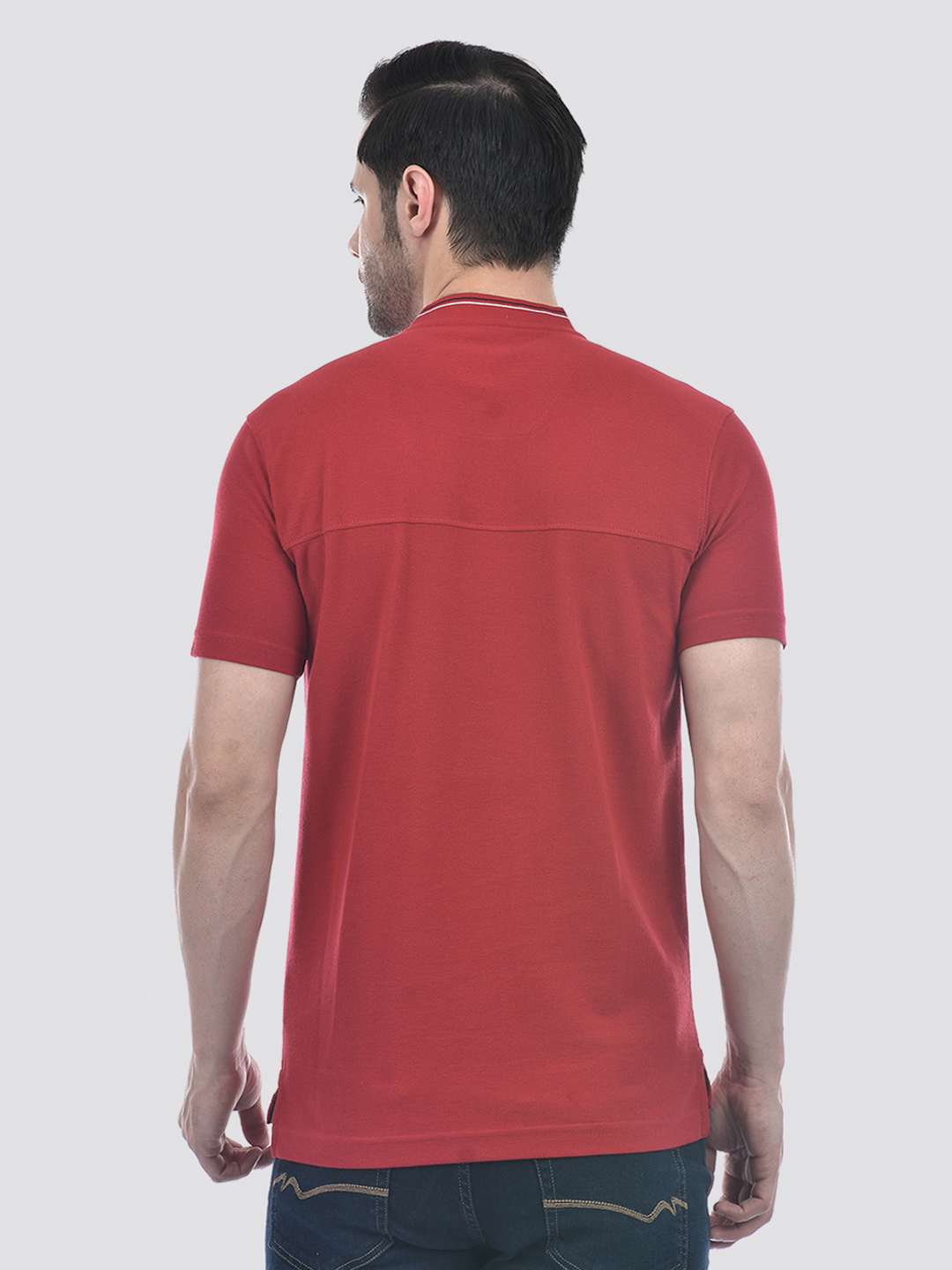 Numero Uno Men Sustainable Red Henley Polo T-Shirt